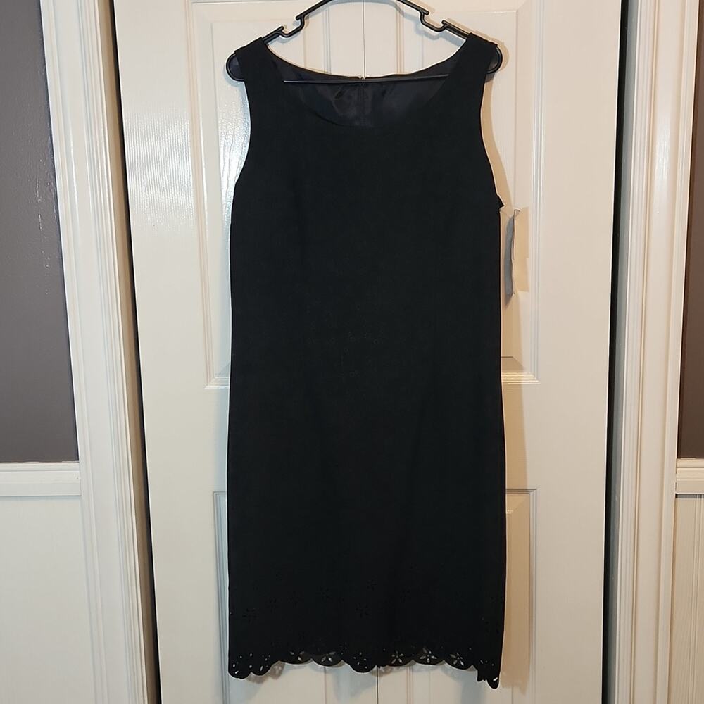 Carol Anderson New Old‎ Stock Black Faux Suede Floral Dress Size LG NWT Academia